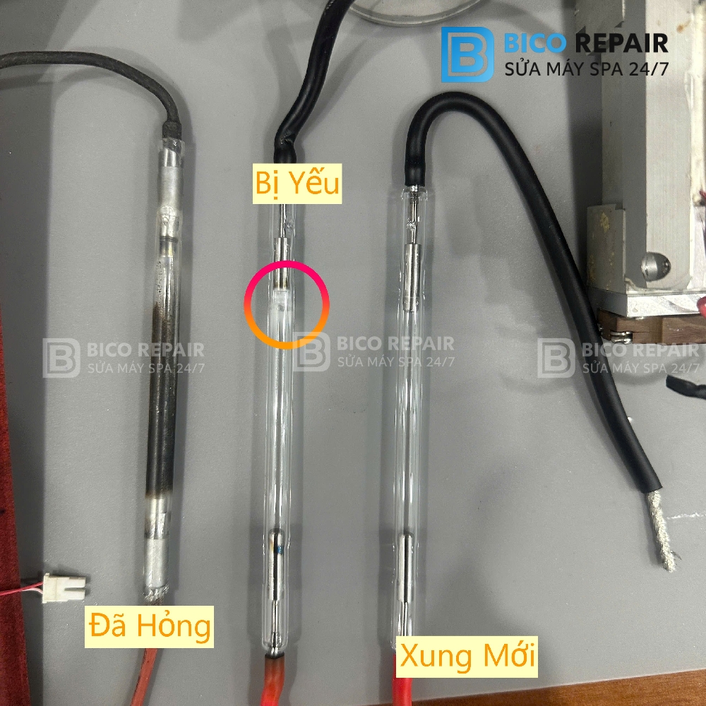 Thay Xung Máy Triệt Lông Uy Tín Tận Nơi 2 Đây là bóng xung hay hỏng , bị yếu và mới